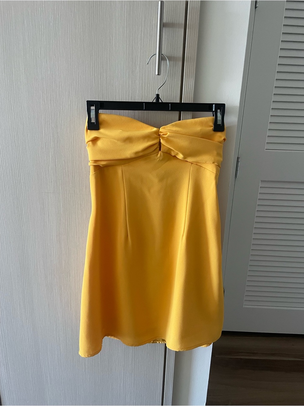 Lulus Yellow Strapless Twist-Bust A-Line Dress